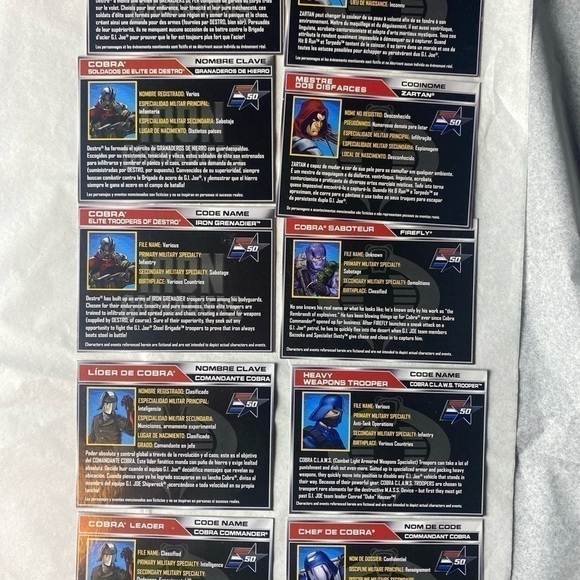 GI JOE File cards French/ English/Spanish - Picture 4 of 6